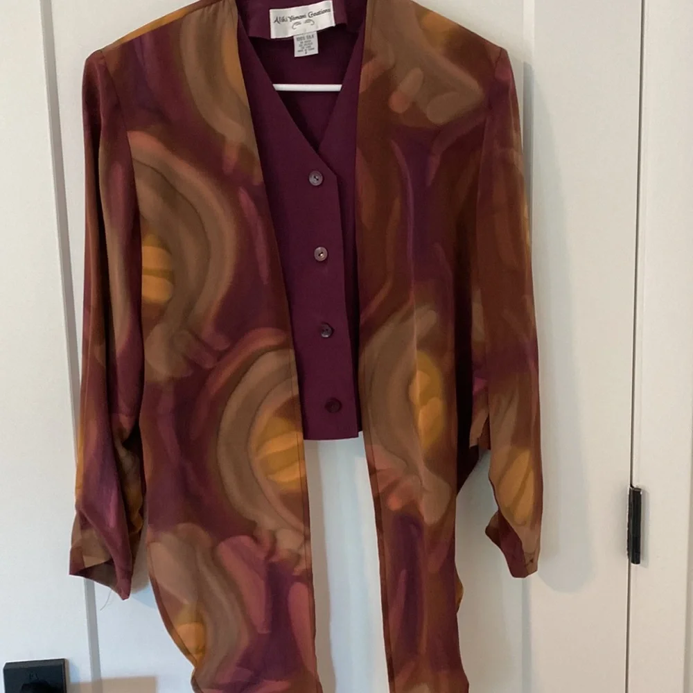 Aliki Yamani Creations 💯% Silk Blouse | Size S - Picture 5 of 6